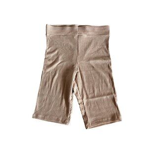 NWT Bella Boss Soho Lounge Tan Ribbed Knit Pull On Stretch Biker Shorts Women's